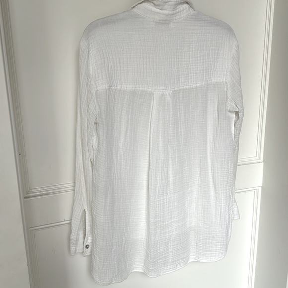 Michael Stars Leo Gauze White Button Down Long Sleeve Shirt Womens Size XSmall - Picture 7 of 8